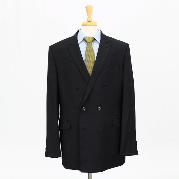 Joseph Abboud 46L Gray Solid Double Breasted Sport Coat Blazer Jacket B5…